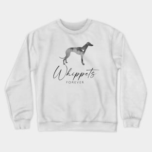 Whippet Dog Lover Gift - Ink Effect Silhouette - Whippets Forever Crewneck Sweatshirt